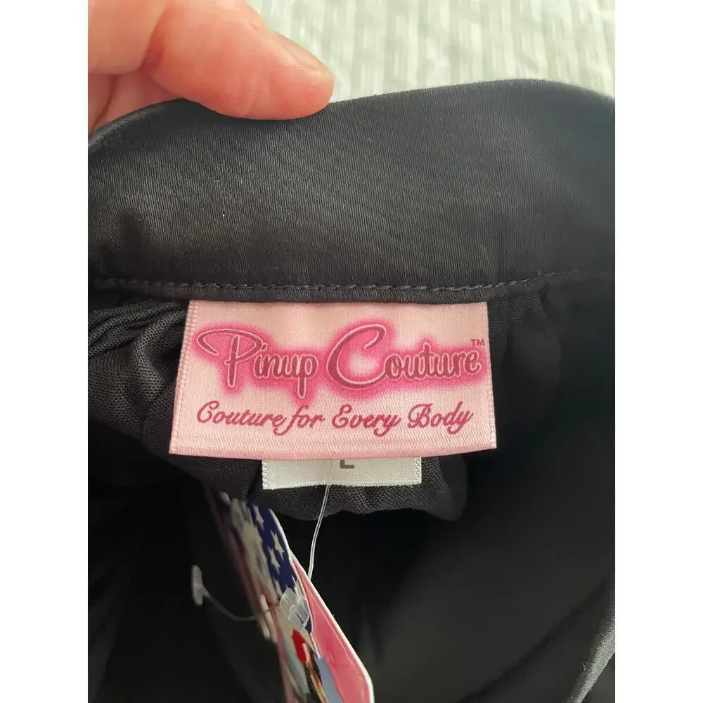 NWT PINUP COUTURE JENNY GATHERED SWING SKIRT SATEEN L Feminine 50s Minimalist - Picture 3 of 9